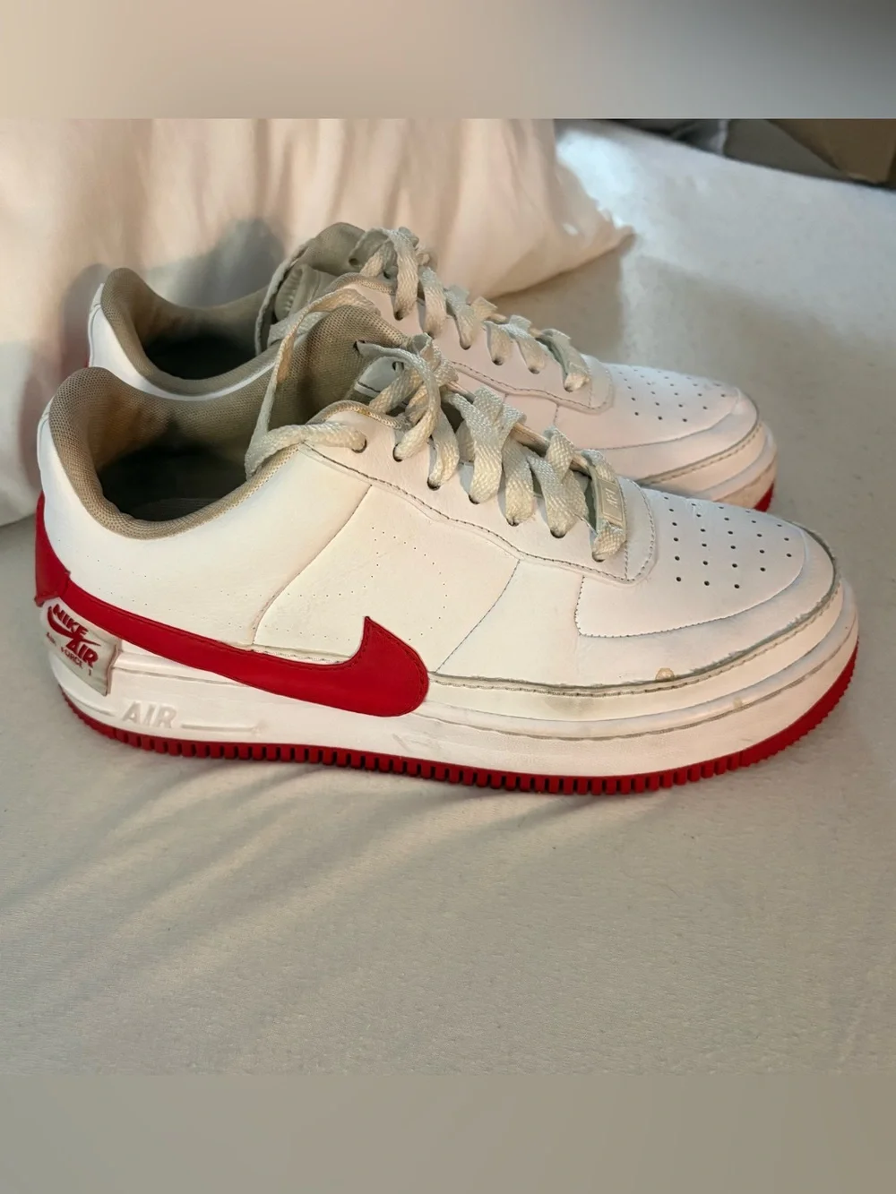 Nike Air Force 1 Low White Red Leather Sneakers Women’s 9.5 EU 41 Casual